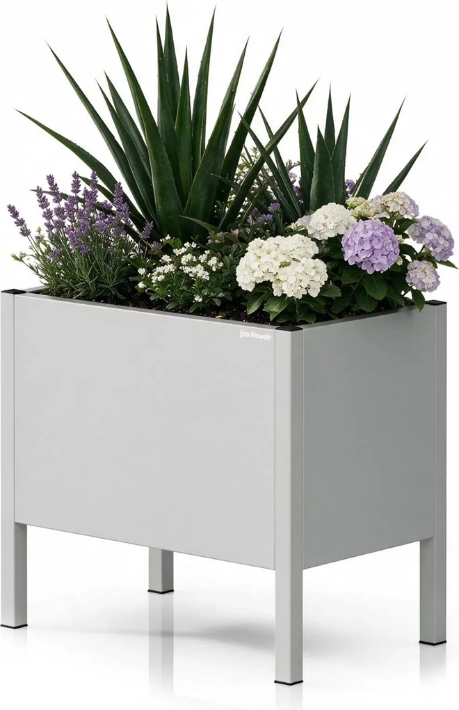 Metalowa donica ogrodowa - osłona Daisy mała, 40 × 25 × 35 cm, szara