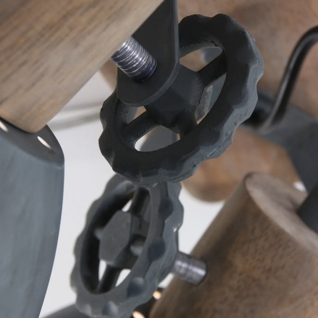 Industriële Plafon / Reflektorek / Spot / Spotow dReflektorek / Spot / Spotow hout met grijs 2-lichts draai- en kantelbaar - GearwoodPrzemysłowy Oswietlenie wewnetrzne