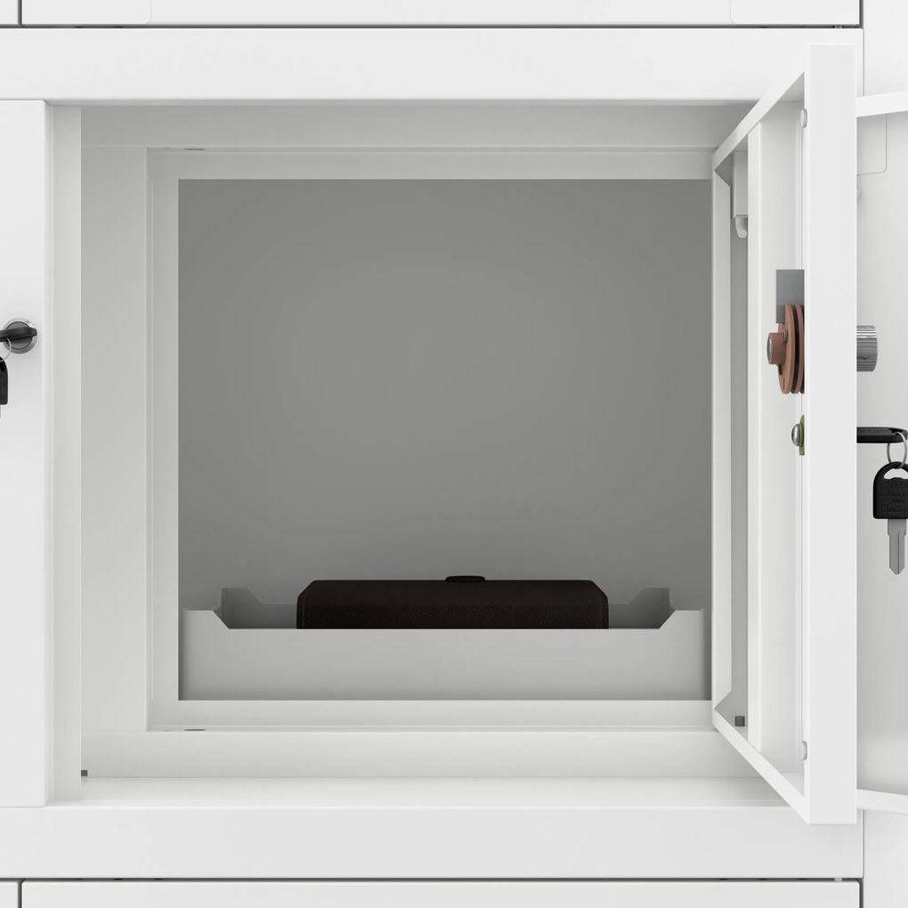 Biurowa szafa metalowa z sejfem na akta i dokumenty FILIP, 900 x 1850 x 400 mm, biała