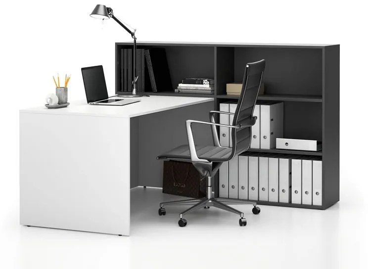 Zestaw mebli biurowych single SEGMENT, 3 półki, prawy, biały/grafit
