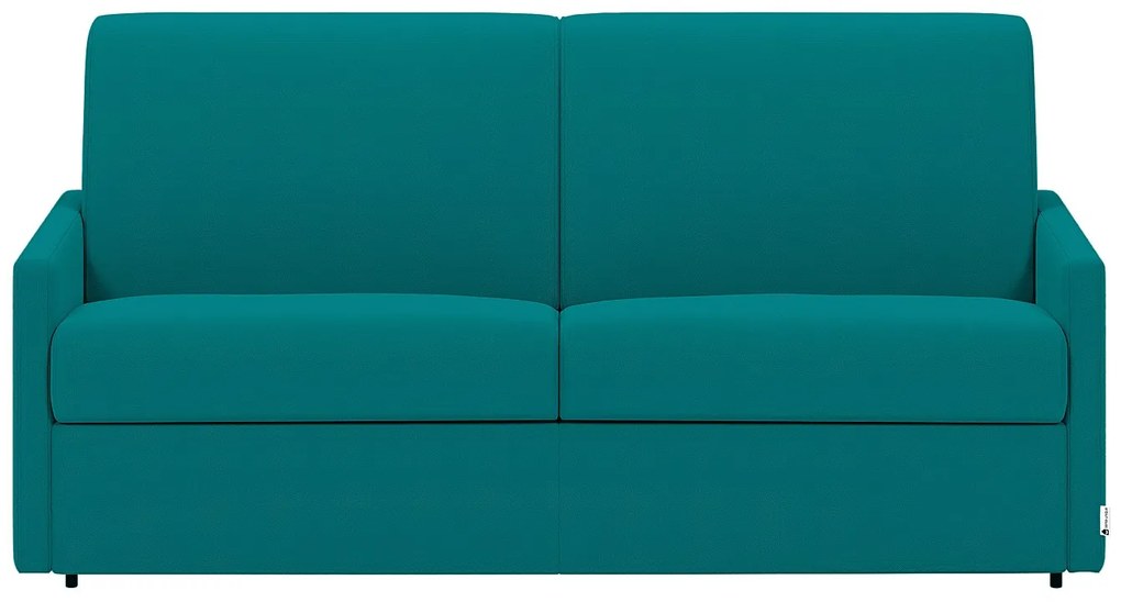 Kanapa 3-osobowa rozkładana typu expres z tkaniny CALIFE - Turkusowy - Miejsce do spania 140 cm - Materac 14 cm