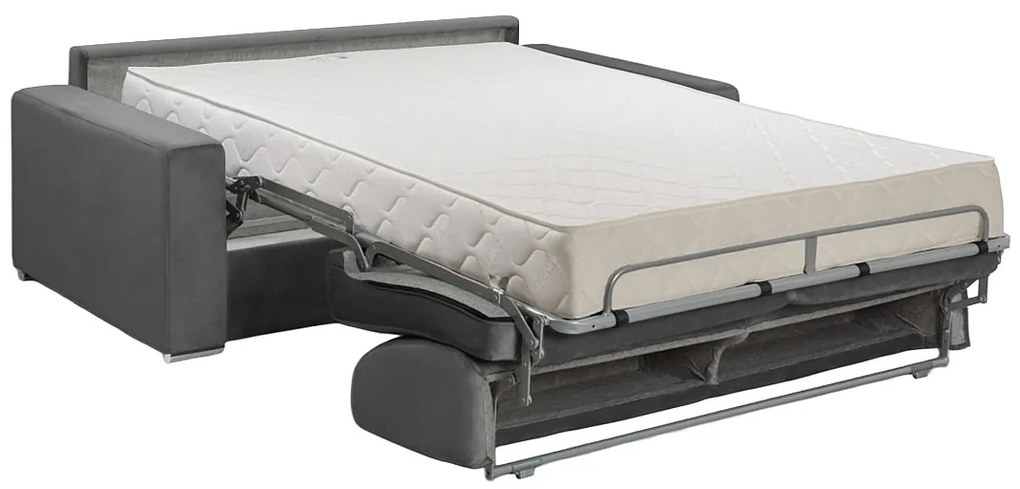 Kanapa 4-osobowa z ekspresowym mechanizmem rozkładania z weluru CALITO -Antracytowy - Wymiary miejsca do spania: 160 cm - Materac 22 cm z pamięcią kształtu