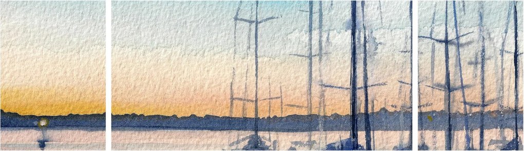 Obraz - Żeglarstwo, akwary (170x50 cm)