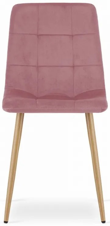 Zestaw jadalniany 1 + 4, stół UMEKO 120x80 cm dąb sonoma + różowe aksamitne krzesło KARA