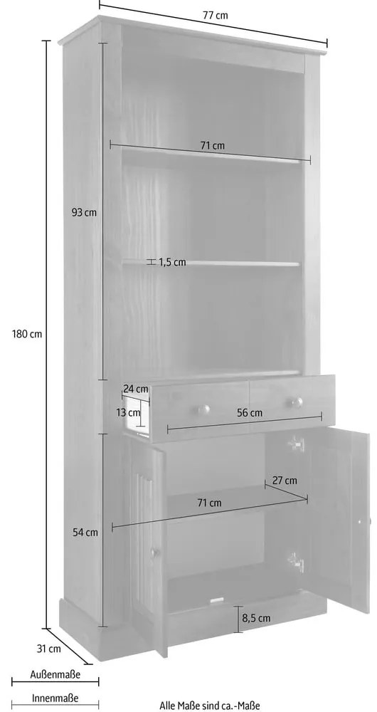 Brązowy regał z litego drewna sosnowego 181x31 cm Mille – Støraa