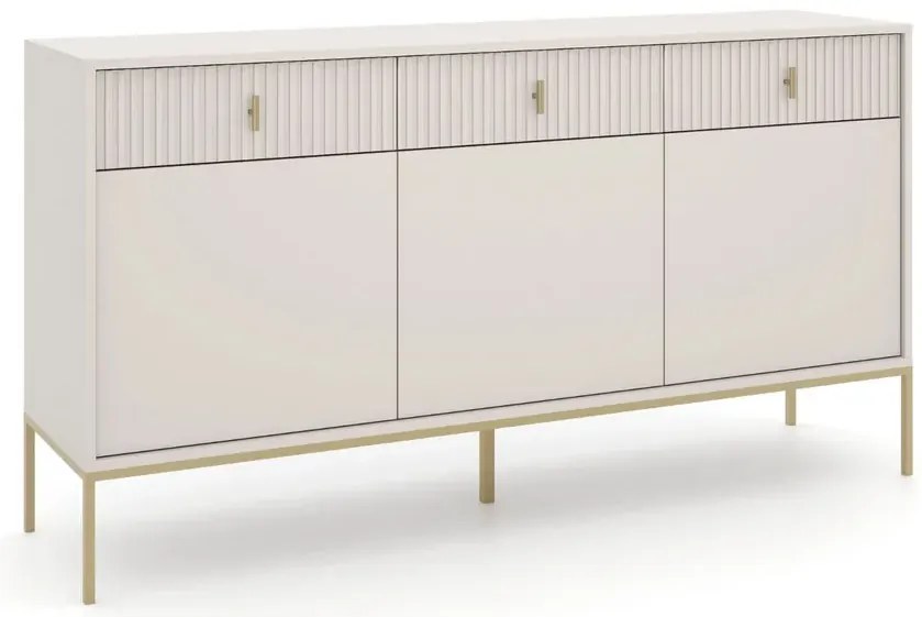 Kaszmirowa komoda ryflowana na złotych nóżkach C0-R14