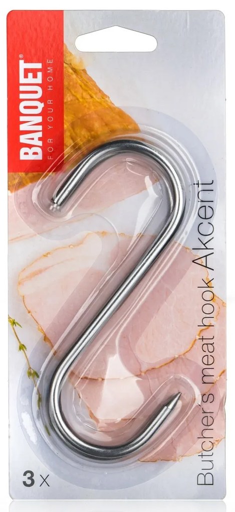 Banquet Hak nierdzewny do wędzarni AKCENT 11 x 8,5cm, 3 szt., S