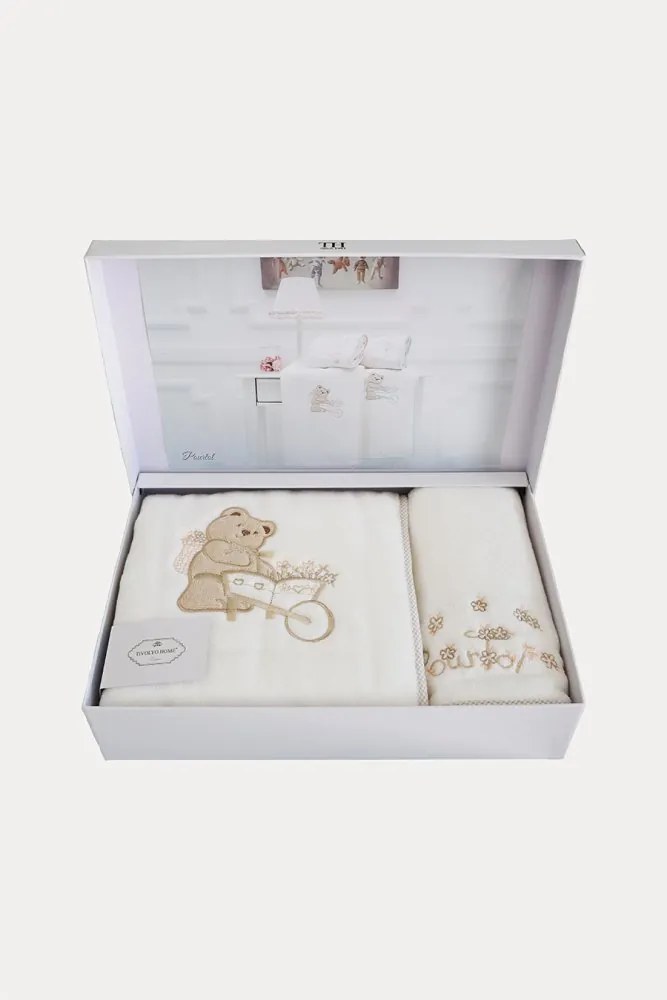 Podarunkowy zestaw ręczników dla dzieci POURTOL, 2 szt Beżowy