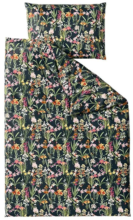 PrzytulneMieszkanie.pl PrzytulneMieszkanie.pl PrzytulneMieszkanie.pl Zestaw pościeli z mikropluszu MYSTIC GARDEN ciemnozielona + prześcieradło z mikropluszu SOFT 90x200 cm białe, pojedyncze łóżko