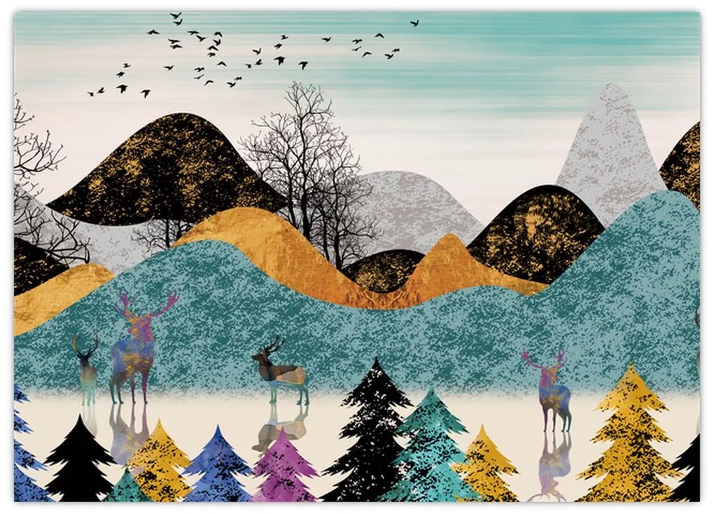Obraz graficzny z jeleniem (70x50 cm)