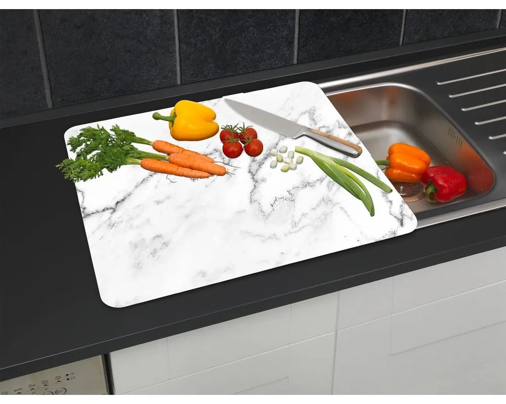 Płyta ochronna na ścianę przy kuchence ze szkła hartowanego 50x56 cm Marble – Wenko