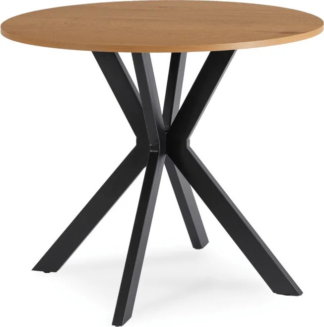 Stół Okrągły LAUREN 90 cm Dąb Złoty/Czarny Loft Nowoczesny