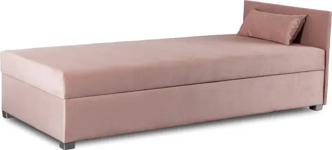 Łóżko Tapczan Młodzieżowe KARO 2 90x200 cm Pojedyncze Różowe Welurowe