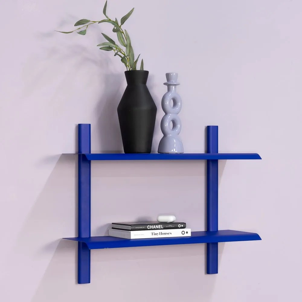 Niebieska wielopoziomowa metalowa półka 60 cm Hola – Spinder Design