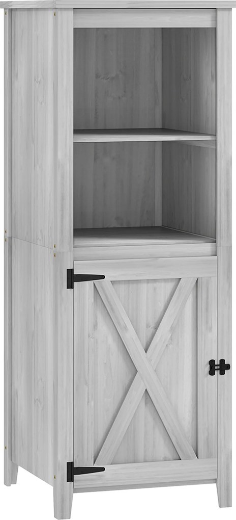 Outsunny Szopa Ogrodowa z Drzwiami Typu Stodoła, Regulowane Półki, Wąski Design, Drewno Jodłowe, Jasnoszary