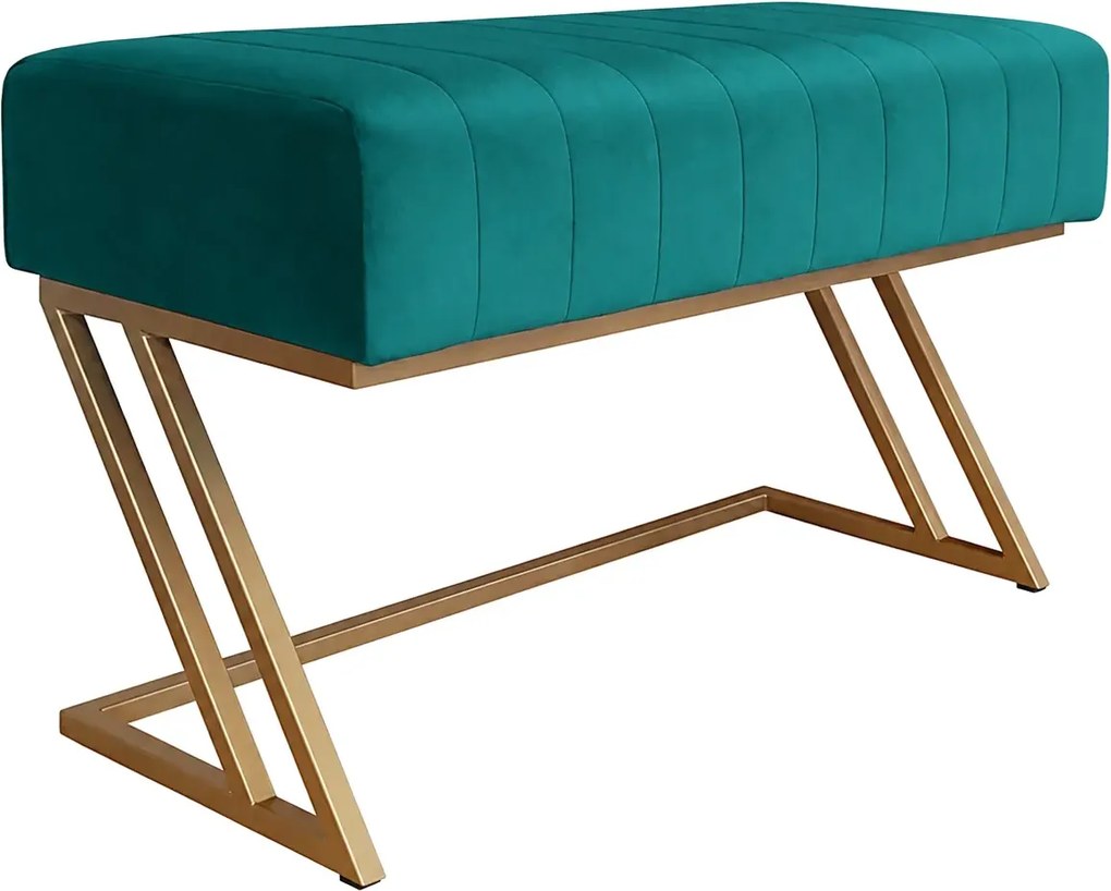 Ławka ZETA tkanina Welur loft ławka metal : Kolor Stelaża - Złoty, Kolor tkaniny - VELVET - MG20, Typ tkaniny - Velvet