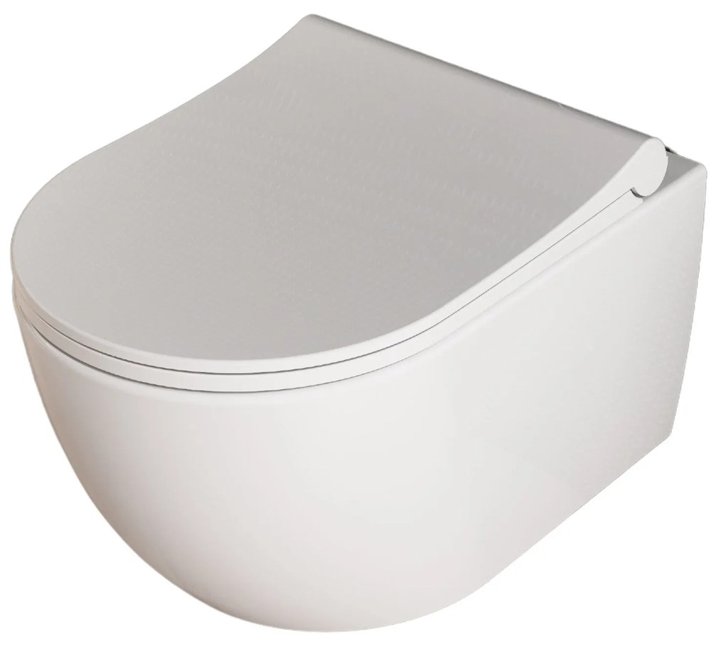 Miska WC wisząca rimless biała RONA white matt z deską wolnoopadającą typu Slim