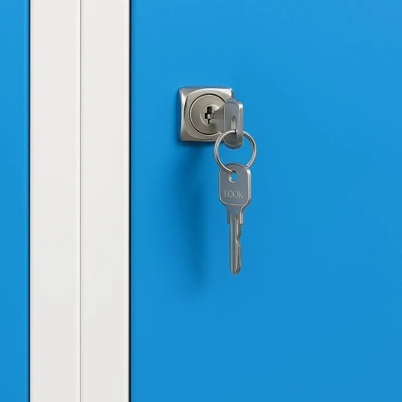 Metalowa szafka ubraniowa S8 na nogach, 2-drzwiowa, 1920 x 600 x 500 mm, zamek cylindryczny, drzwi niebieske