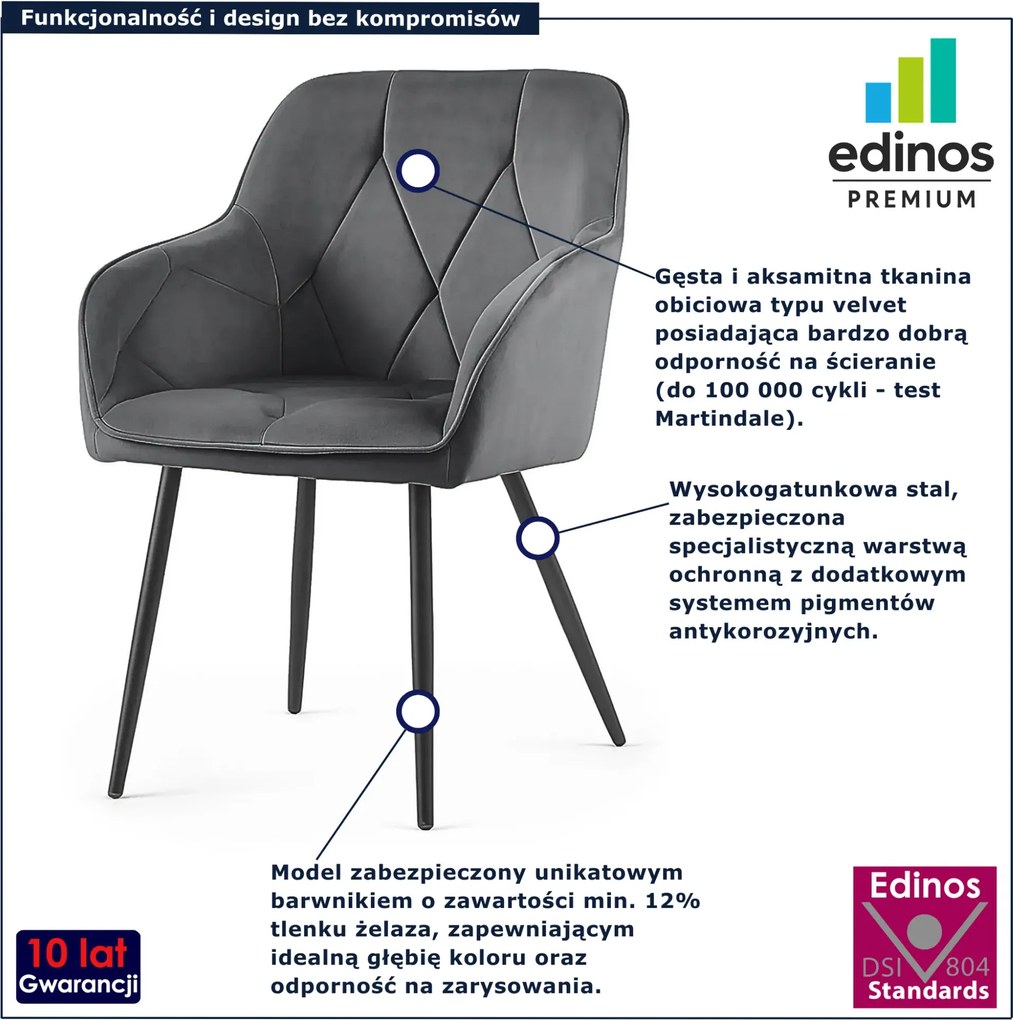 Zestaw 2 grafitowych krzeseł pikowanych N9-D97