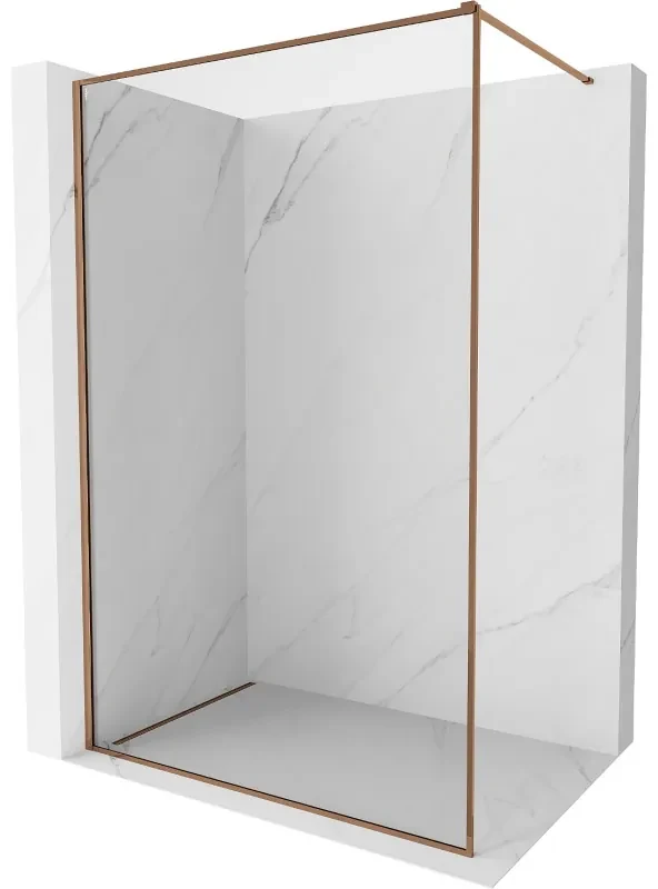 Mexen Kioto-F ścianka prysznicowa Walk-in z ramką 145 x 202 cm, transparent 8 mm, różowe złoto - 800-145-104-60-00