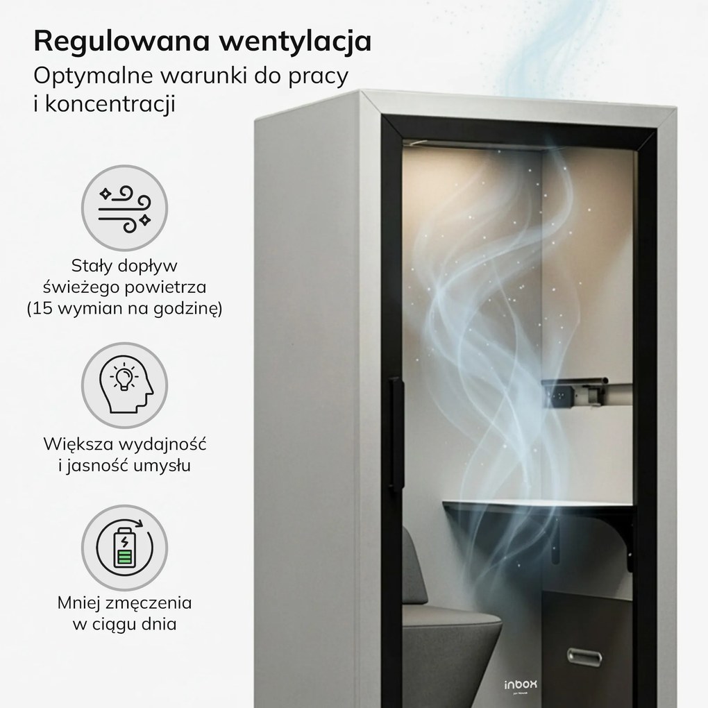 Budka akustyczna do biura INBOX 1-osobowa 2100 x 1100 x 900 mm