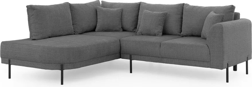 Ciemnoszary narożnik z tkaniny szenilowej (lewostronny/w kształcie litery L) Mauris – Ropez