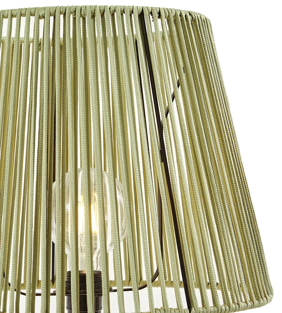 Zewnetrzna Zewnętrzna lampa podłogowa czarna z zielonym kloszem ze sznura IP44 - Virginia JaylaJapandi Oswietlenie zewnetrzne