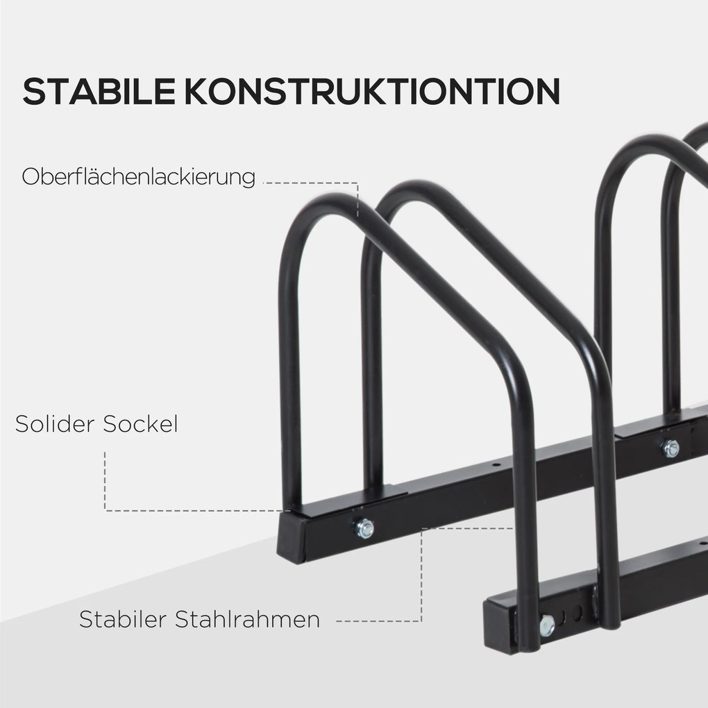 HOMCOM Stojak na 4 rowery Trwały i odporny na warunki atmosferyczne Montaż na ścianie lub podłodze Stal Srebrny 110x33x27cm | Aosom PL