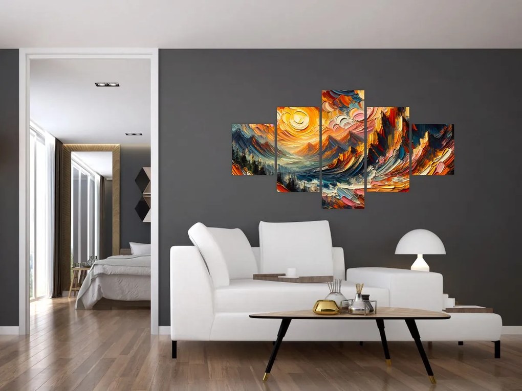 Obraz - Góry oświetlone słońcem (125x70 cm)