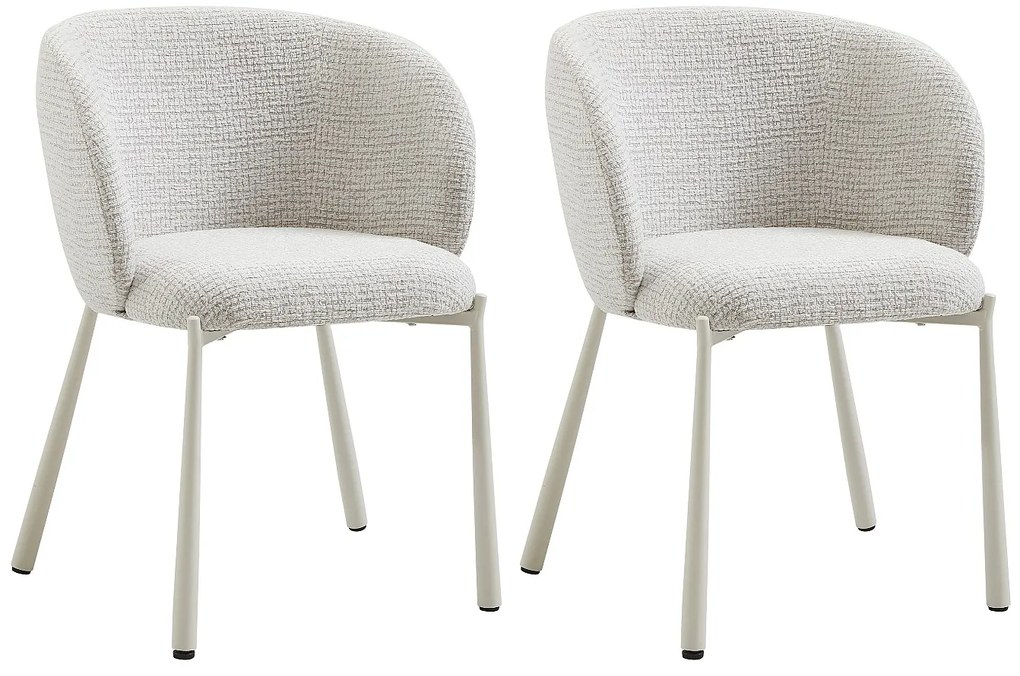 Zestaw 2 krzeseł z tkaniny tweedowej i metalu - Kremowy - SIJOLA