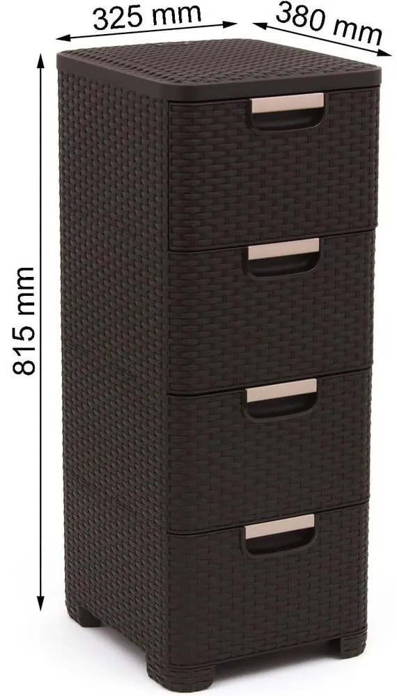 Ciemnobrązowa plastikowa wysoka szafka łazienkowa 33x79 cm Rattan – Curver