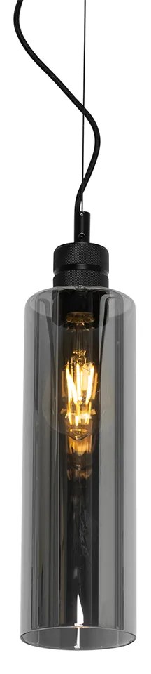Nowoczesna lampa wisząca czarna z dymionym szkłem - Stavelot Nowoczesny Oswietlenie wewnetrzne