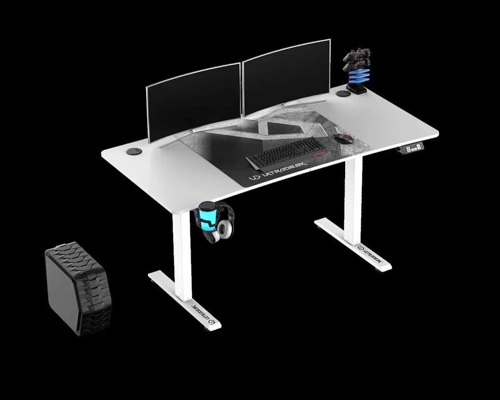 Biurko gamingowe LEVEL V2 LED białe ULTRADESK