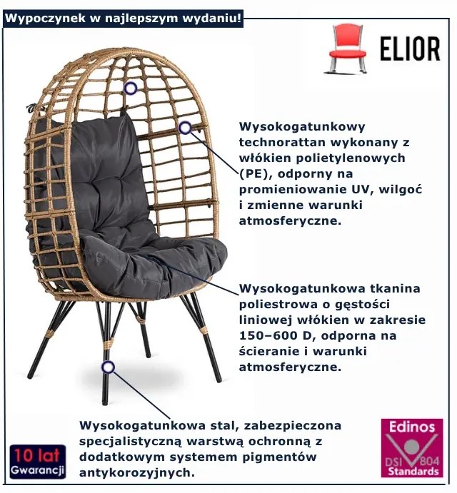 Nowoczesny rattanowy fotel ogrodowy Z2-T46