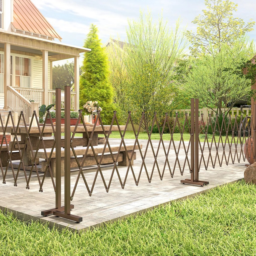 Outsunny Siatka harmonijkowa rozsuwana 31-250cm, ogrodzenie, ogród, aluminium, brąz | Aosom PL