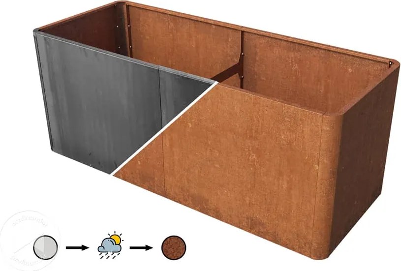 PRIMEYARD 200 x 80 x 60 cm Grządka podwyższona, stal corten, optyka rdzy, z perforowaną podłogą - (GFPV00816)