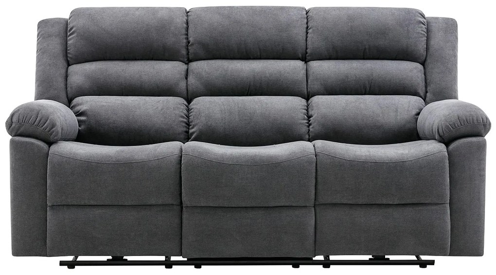 Kanapa 3 osobowa z funkcją relax elektryczna z szarą tapicerką - BUROLO