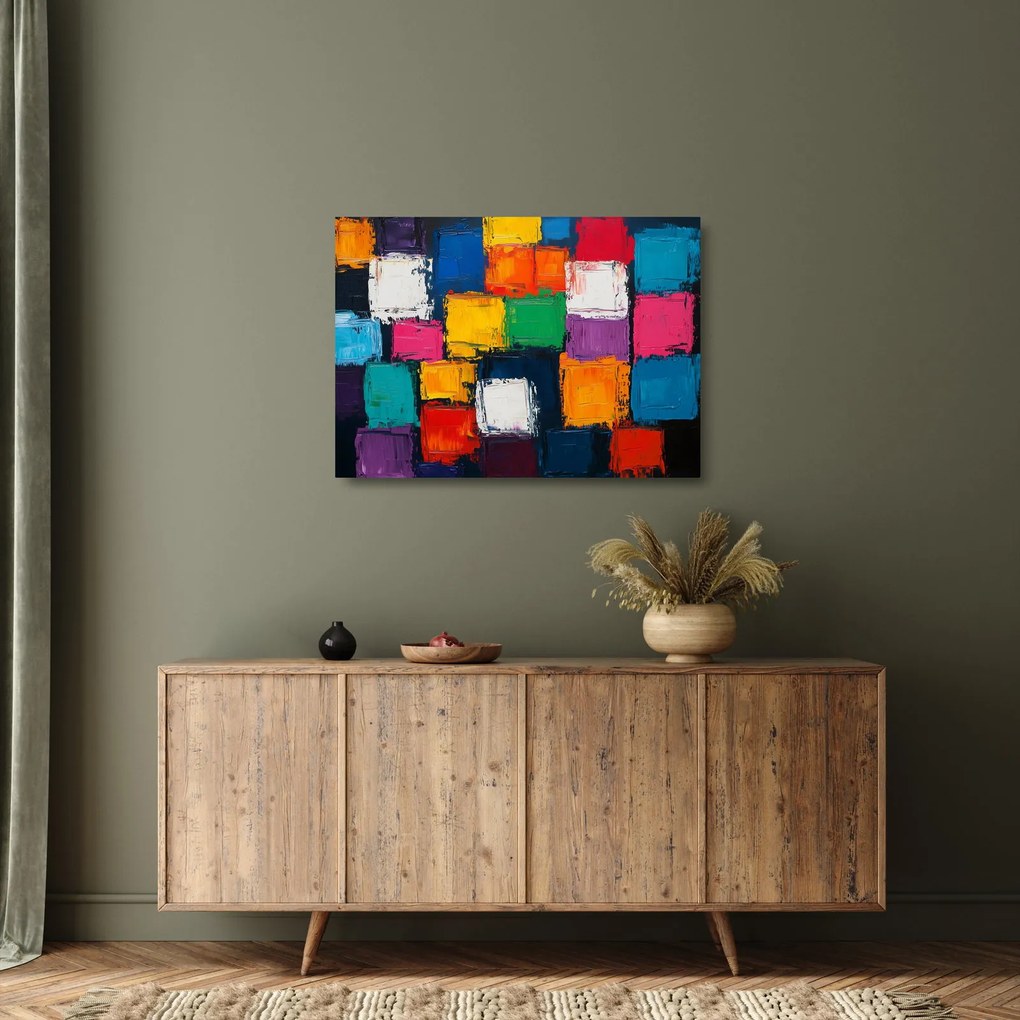 Obraz na szkle -Obraz z kolorowymi kwadratami (70x50 cm)