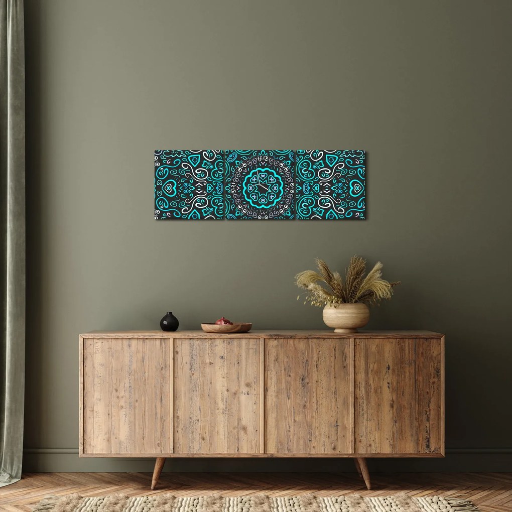 Obraz abstrakcji ozdobnej (z zegarem) (90x30 cm)