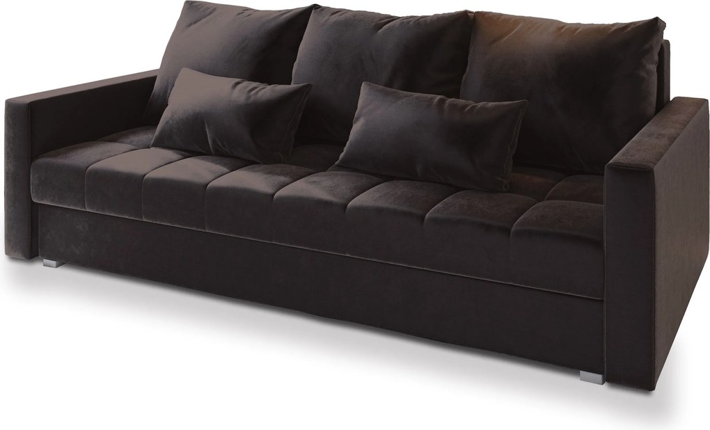 Masseno Sofa SIRO z funkcją spania i pojemnikiem na pościel, Rozkładana sofa - Brązowy, KRONOS 06