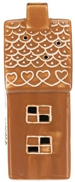 Ceramiczny domek z piernika z oświetleniem LED, brązowy