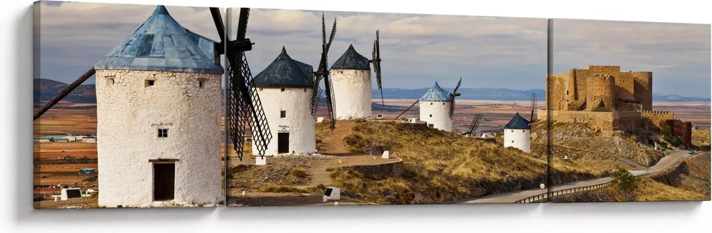 Obraz - Wiatraki Consuegra, Hiszpania (170x50 cm)