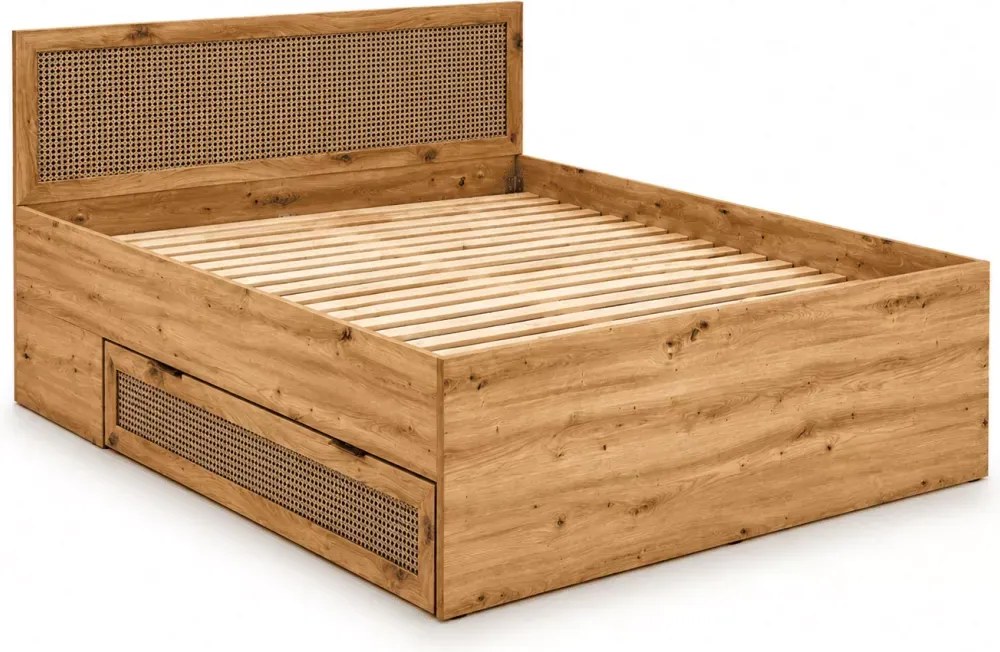 Łóżko tapicerowane Calviro z wysokim wezgłowiem i szufladami – nowoczesny design, komfort i elegancja do Twojej sypialni