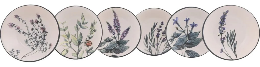 Zestaw 6 głębokich talerzy kamionkowych Herbal 18 cm
