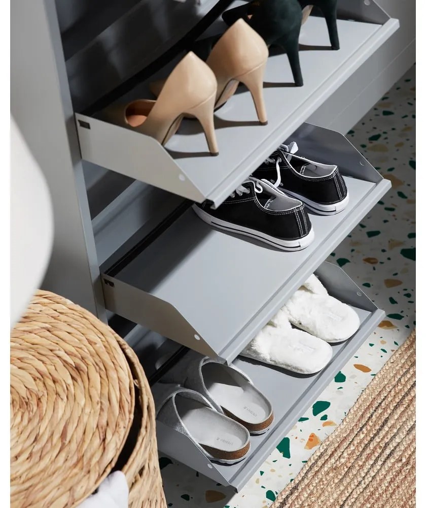 Szara metalowa uchylna szafka na buty 50x169x15 cm Ode – Kave Home