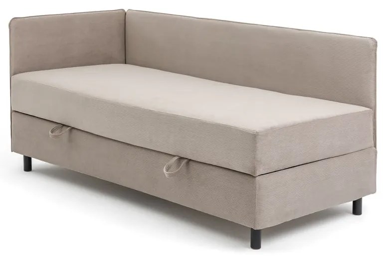 Szarobrązowe tapicerowane łóżko jednoosobowe ze schowkiem i materacem 90x200 cm Avela – Bonami Selection