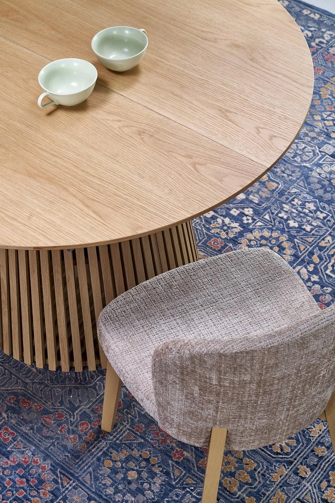 Stół Okrągły do jadalni rozkładany MDF kolor naturalny 120-210/120/77 cm FARGO