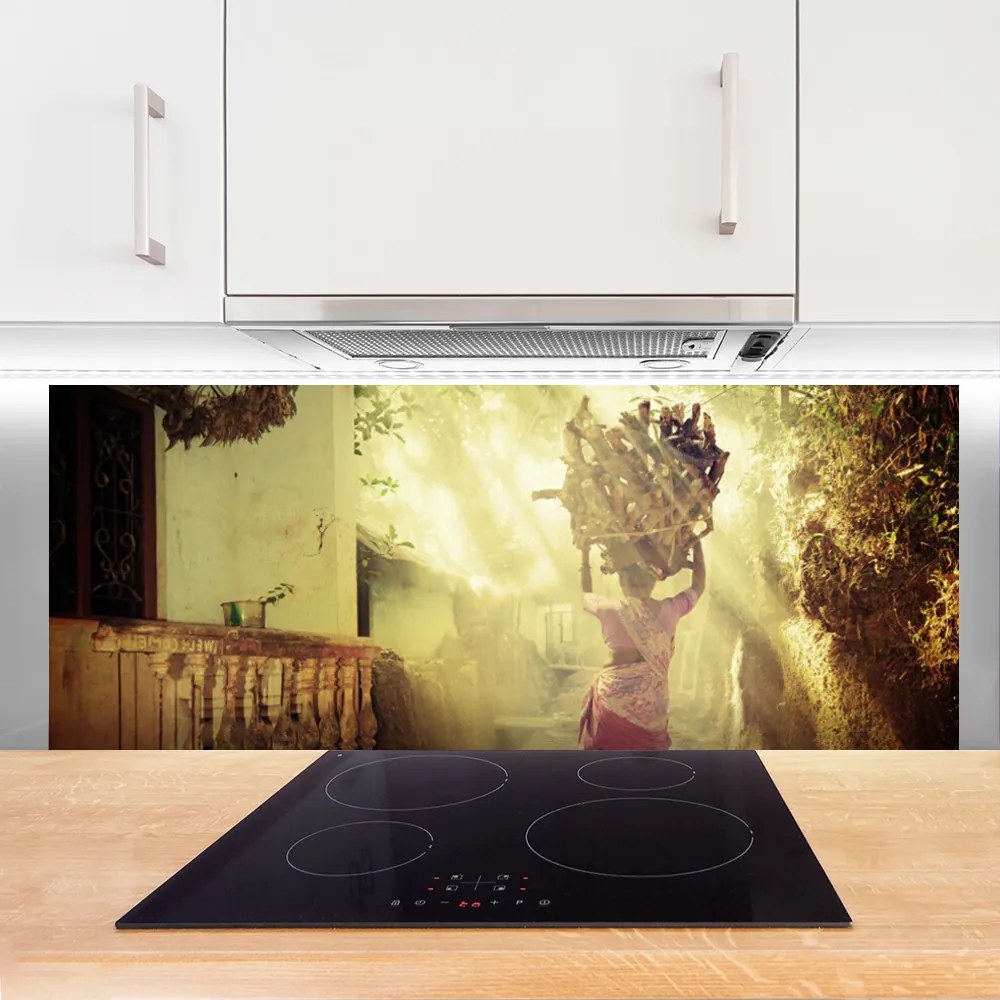 Panel Szklany Artystyczny Portret Na Drewnie