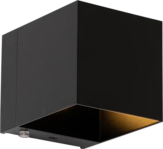 Zestaw 2 ładowalnych czarnych lamp ściennych ze ściemniaczem - Joris