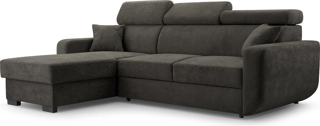 Masseno Narożnik CASTELLO z funkcją spania i pojemnikiem na pościel Narozniki L, Rozkładana sofa - Szary, VELO 636
